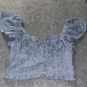 Elegant Blue Floral Women's Blouse
